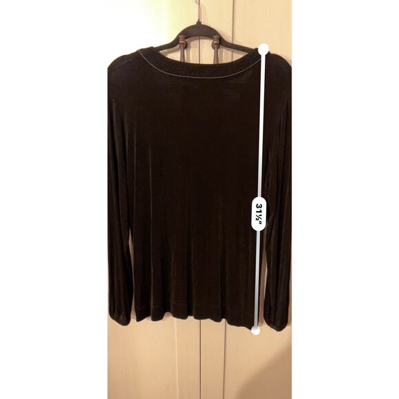 Chico’s Travelers Black Slinky Tunic Size 3 Long Sleeve Flowy Round Neck Witchy - Picture 6 of 9